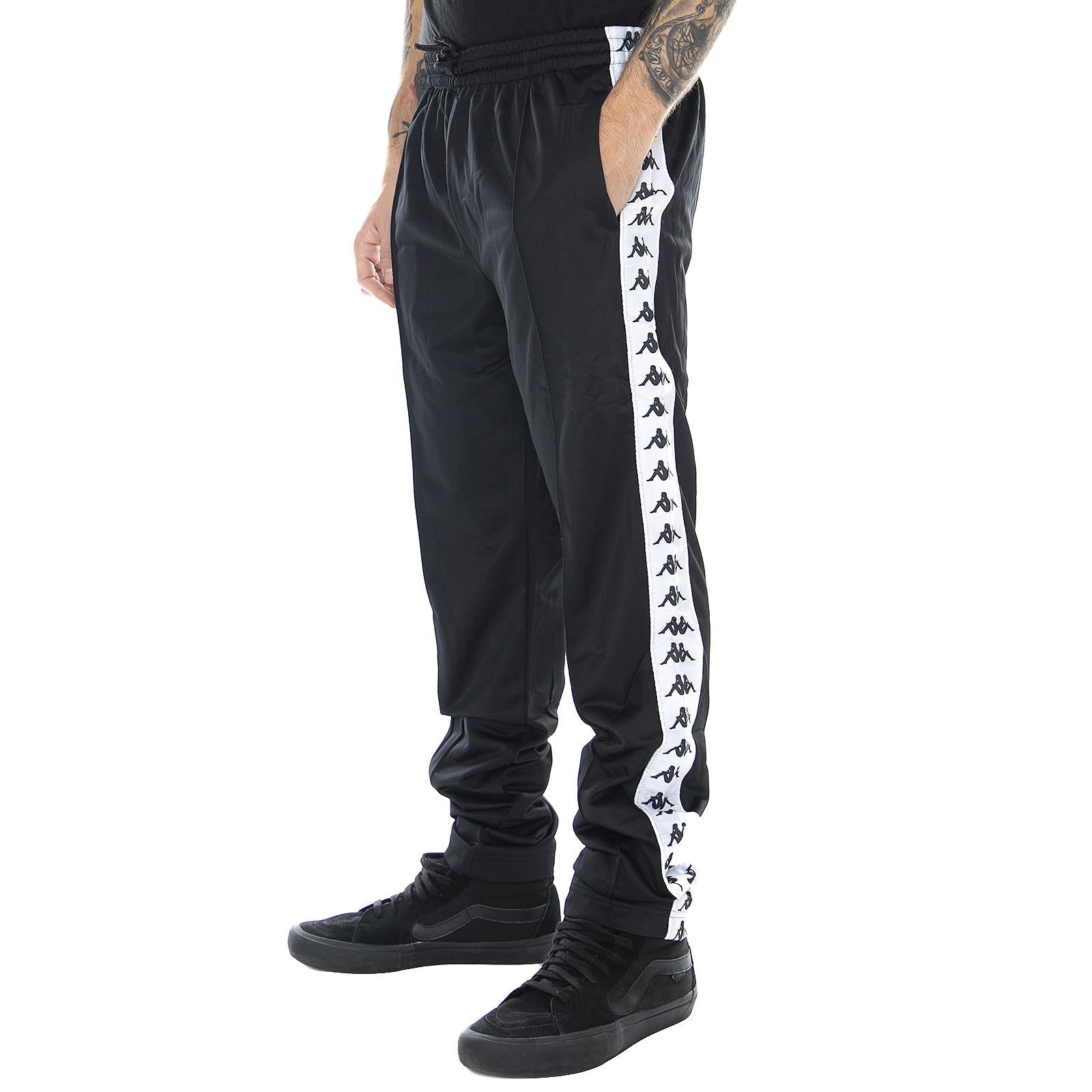 Banda Anniston Slim Sport Trousers -  Black / White - Pantaloni Sportivi Uomo Neri 301EFS0-AE2  KAPPA 