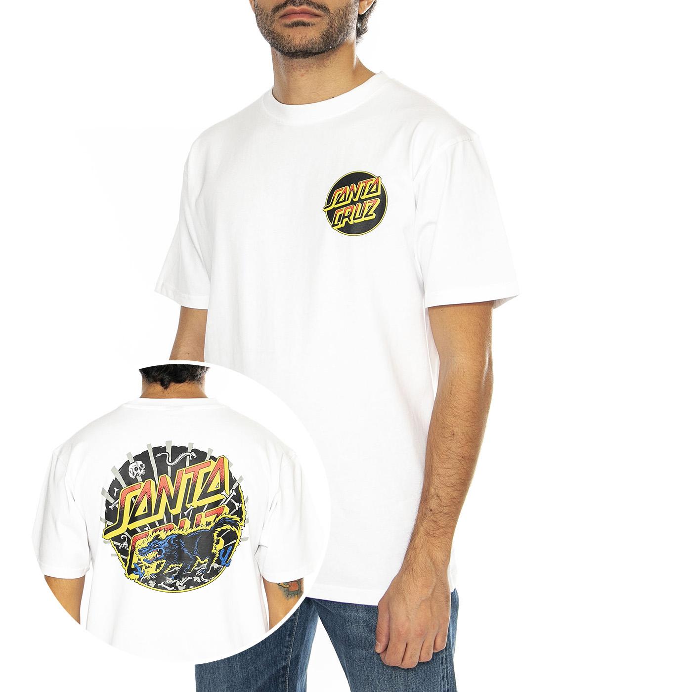 Kendall Wolf Dot White - Maglietta Girocollo Uomo Bianca SCA-TEE-11644  SANTA CRUZ 