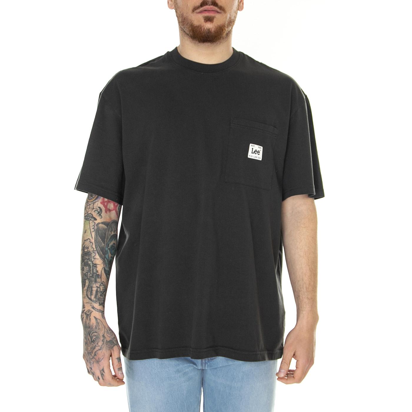 Loose Pocket Tee Washed Black Blue - Maglietta Girocollo Uomo Nera L69QFUON  LEE 