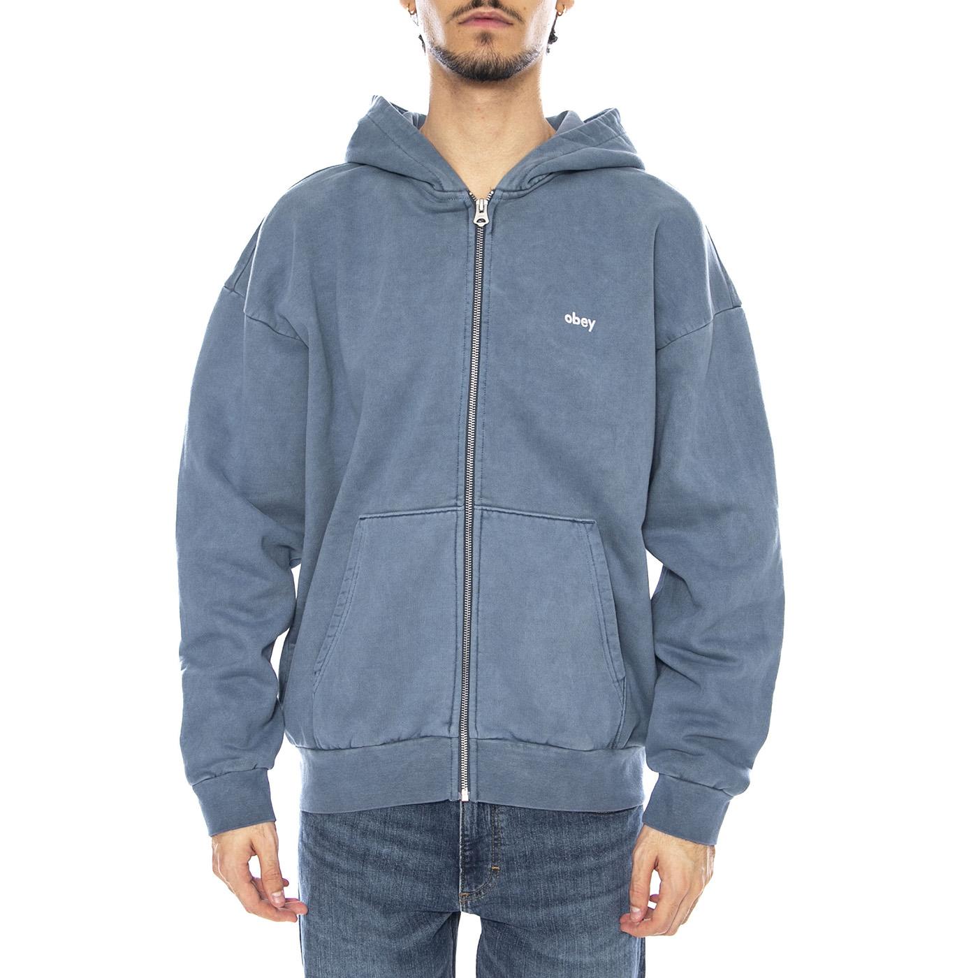 Lowercase Pigment Zip Hood Fleece Turquoise - Felpa con Cappuccio Uomo Verde 112460019 COE OBEY 