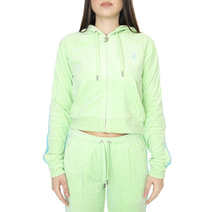 Contrast Madison Mint - Felpa con Cappuccio e Zip Donna Verde JUCJCWA122075-MIN  JUICY COUTURE 