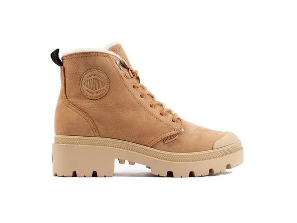 Pallabase Nbk Zip Wl Ochre Tan - Scarpe Stringate Profilo Alto Donna Marroni PAS98867-223-M  PALLADIUM 