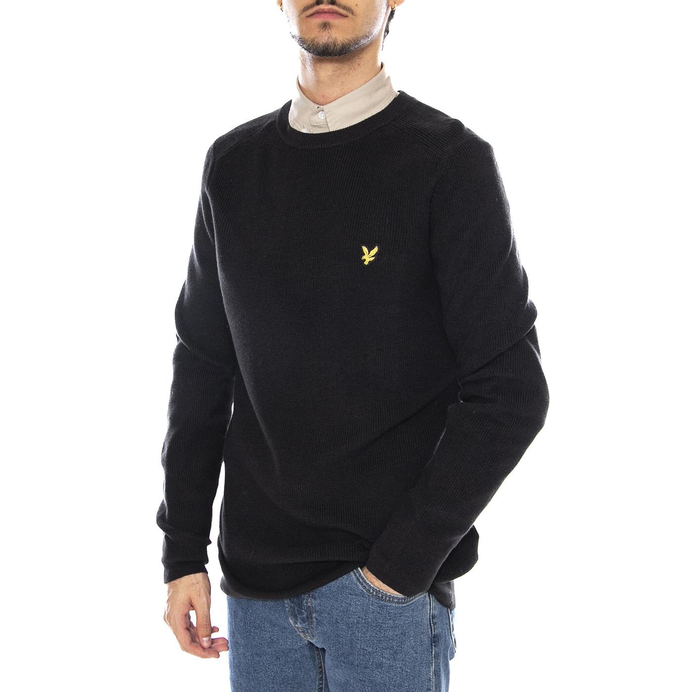 Engineered Rib Crew Neck Black Ice - Maglione Uomo Nero KN2303V-X002 . LYLE & SCOTT 