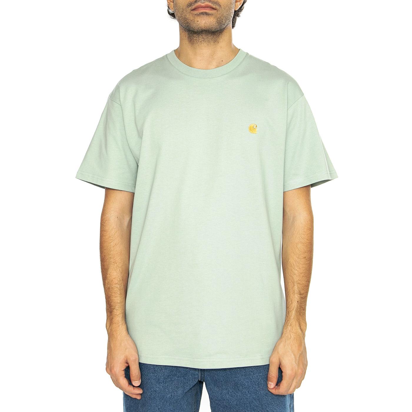S/S Chase T-Shirt Frosted Green / Gold - Maglietta Girocollo Uomo Verde I026391.2O2XX  CARHARTT WIP 