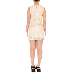 VESTIDO CORTO 100% ALGODÓN ECRU - Abito Donna Ecrù 61W/11263 ECR WILD PONY 