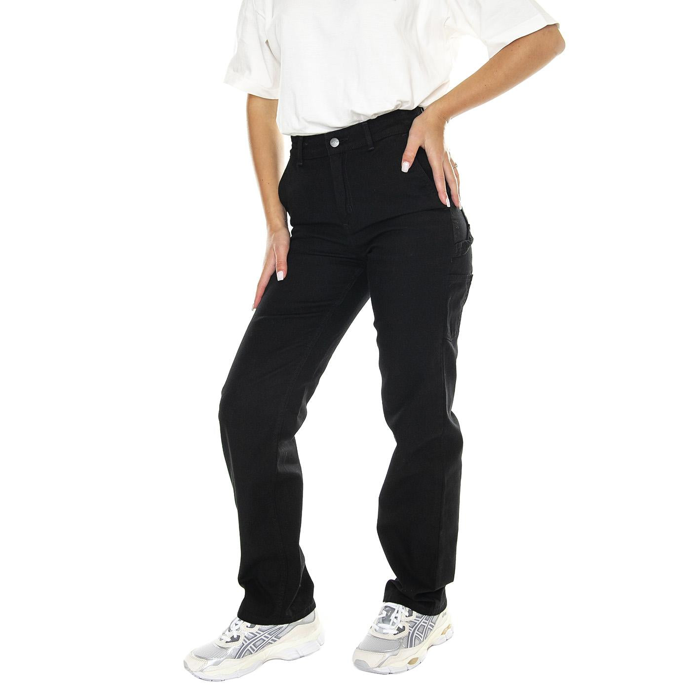 W' Pierce Pant Straight Black / Rinsed - Pantaloni Donna Neri I031554.8902  CARHARTT WIP 