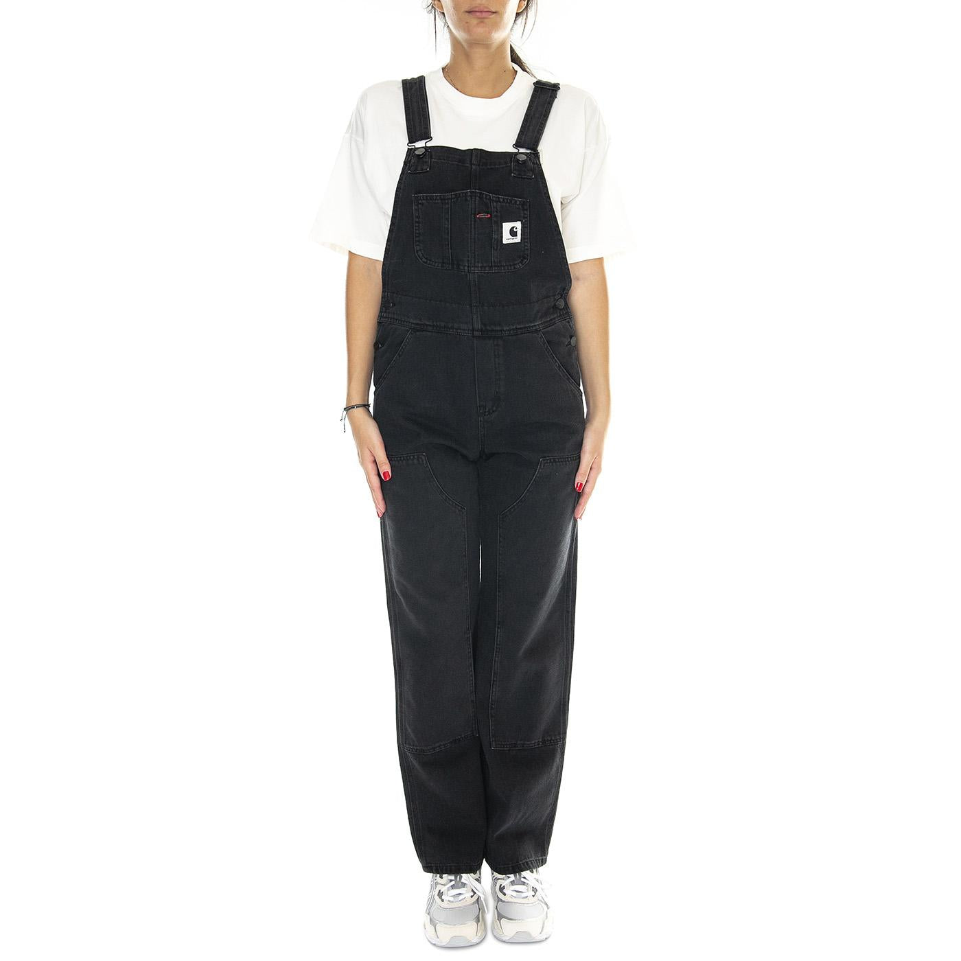 W' Bib Double Knee Black /stone washed I032706.8906  CARHARTT WIP 