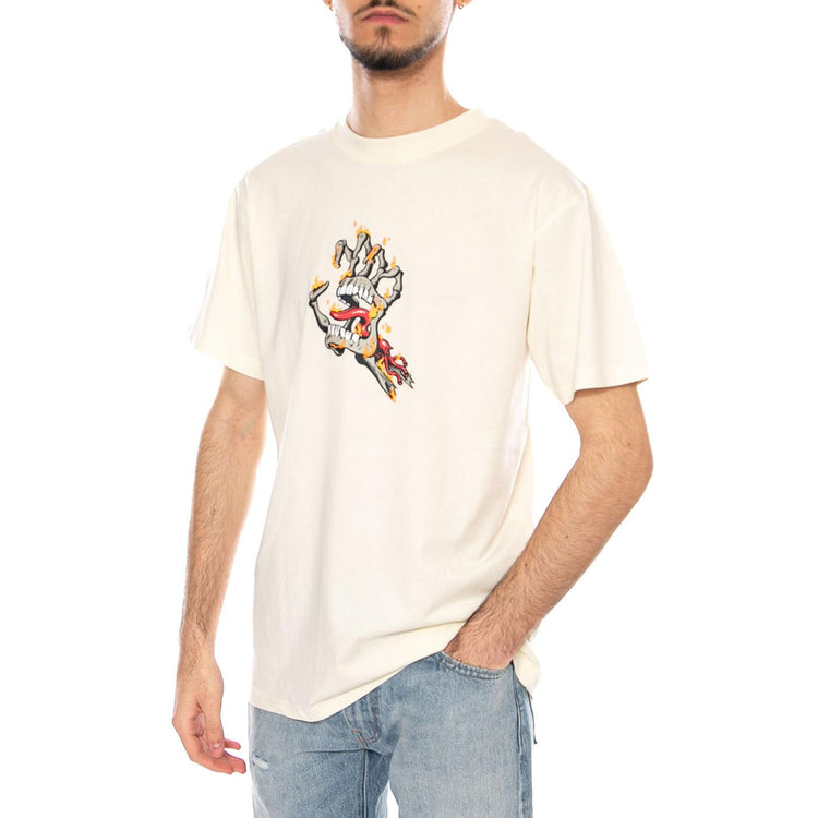 Burnt Bone Hand Unbleached Cotton - Maglietta Girocollo Uomo Beige SCA-TEE-12921 Unbleached Cotton SANTA CRUZ 