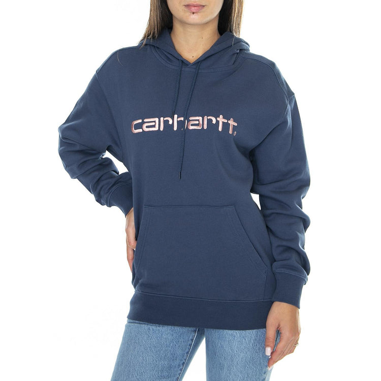 W' Hooded Carhartt Sweatshirt Squid / Glassy Pink - Felpa con Cappuccio Donna Blu I032695.1U2XX  CARHARTT WIP 