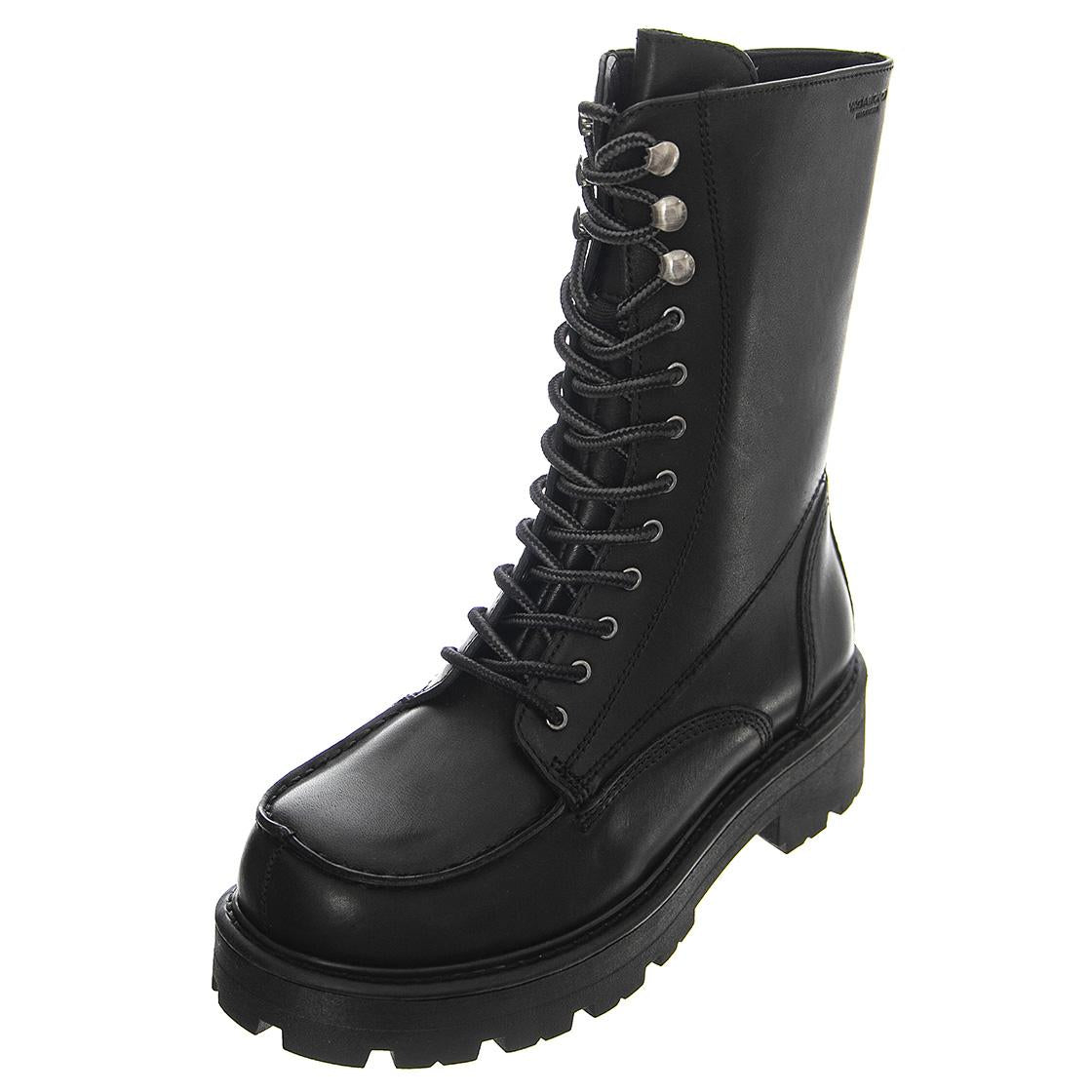 Cosmo 2.0 Cow Leather Black Boots Low Heel Chunky - Stivali Stringati Donna Neri VBS5455-101-20  VAGABOND 