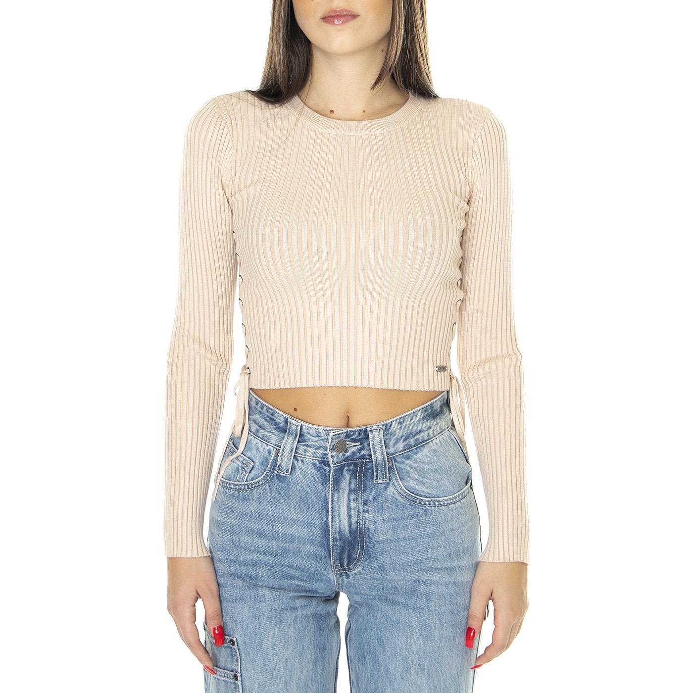 Go Lace Up Sweater Top Smoked Peach - Maglione Donna Beige W3BR09Z2YK2-G133  GUESS ORIGINALS 