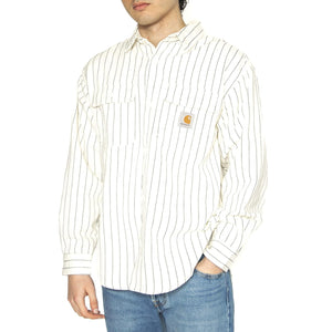 Hendry Shirt Jac Seaton Stripe, Wax / Dark Navy - Camicia Uom Bianca I034827.2RM02  CARHARTT WIP 