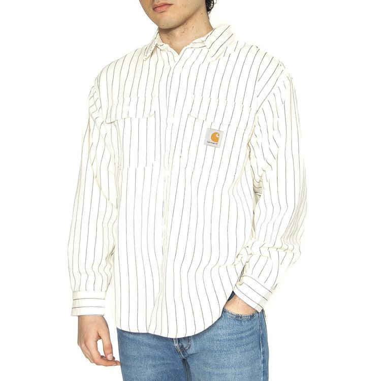 Hendry Shirt Jac Seaton Stripe, Wax / Dark Navy - Camicia Uom Bianca I034827.2RM02  CARHARTT WIP 