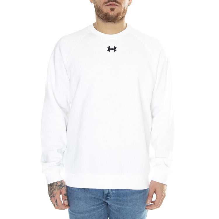 UA Rival Fleece Printed Crew Grey Sweat - Felpa Girocollo Uomo Bianca 77-1379755-100  UNDER ARMOUR 