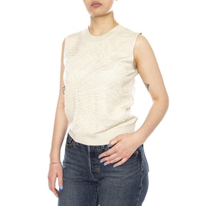 TOP PUNTO BORDADO BLANCO ECRU - Canotta Top Donna Ecru 61W/10700 ECR WILD PONY 