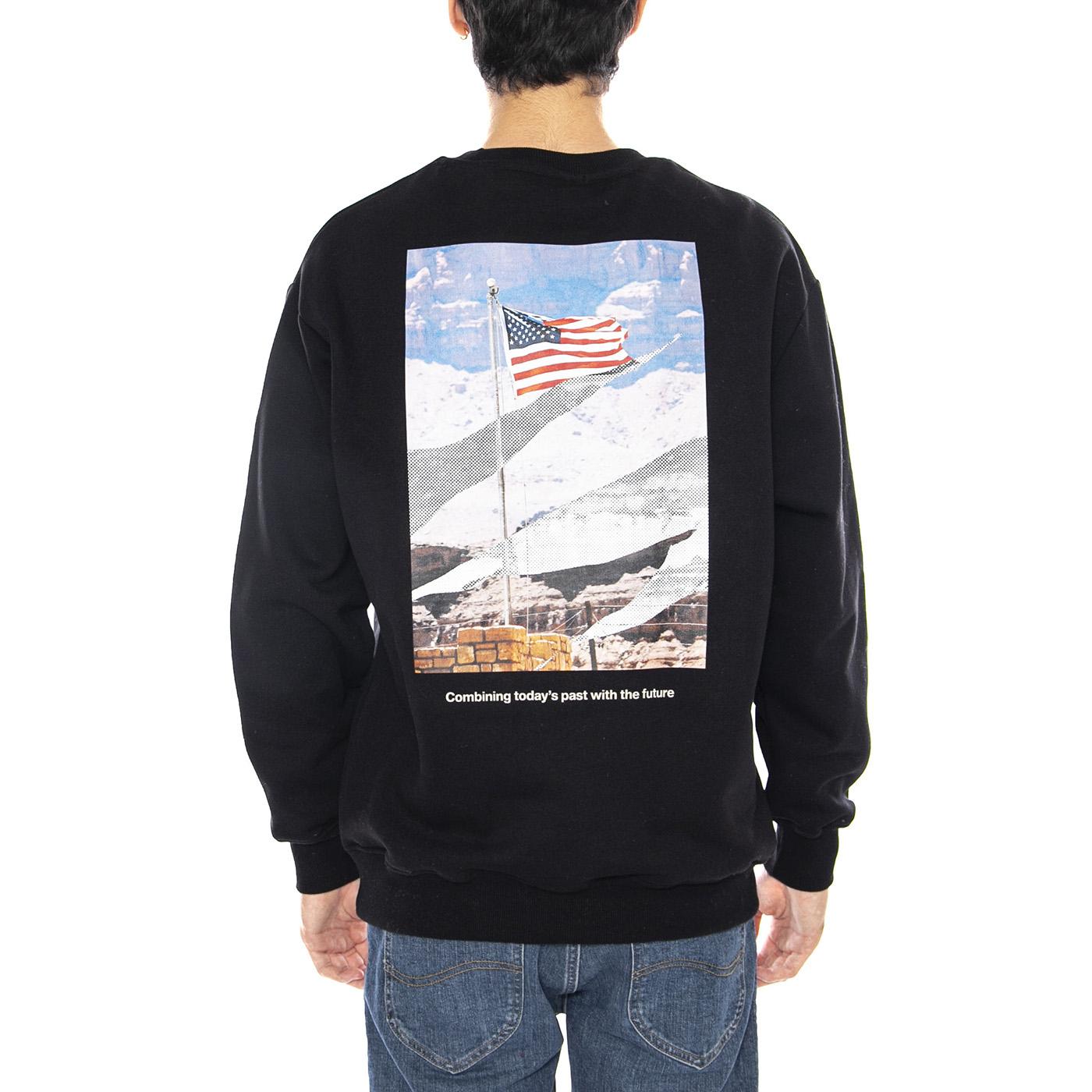 Stars and Stripes Cewneck Black - Felpa Girocollo Uomo Nera 6050169 10158 CAT 