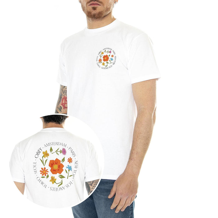 Obey City Flowers Classic Tee White - Maglietta Girocollo Uomo Bianca 165263695-WHT  OBEY 