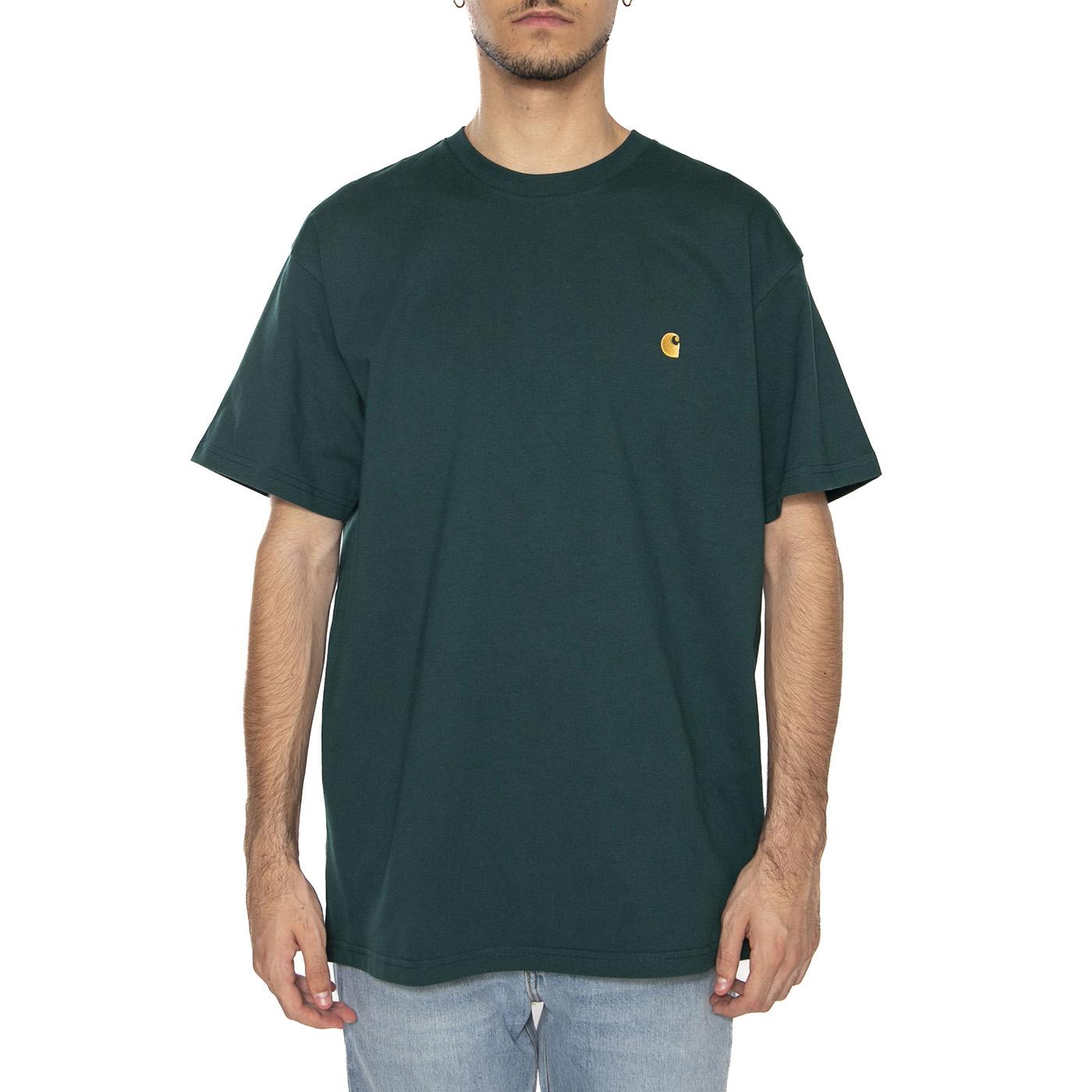 S/S Chase T-Shirt Dark Fir / Gold - Maglietta Girocollo Uomo Verde I026391.30YXX  CARHARTT WIP 