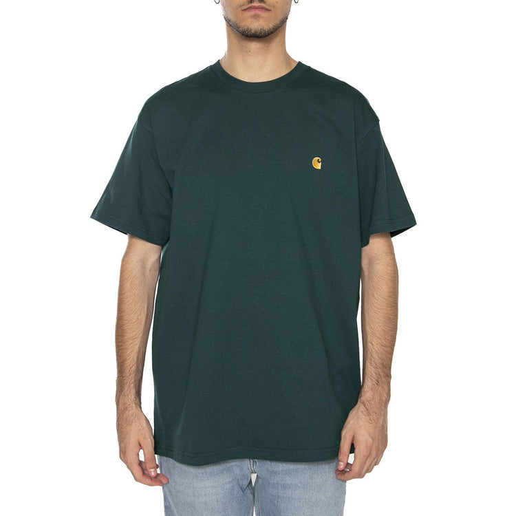 S/S Chase T-Shirt Dark Fir / Gold - Maglietta Girocollo Uomo Verde I026391.30YXX  CARHARTT WIP 