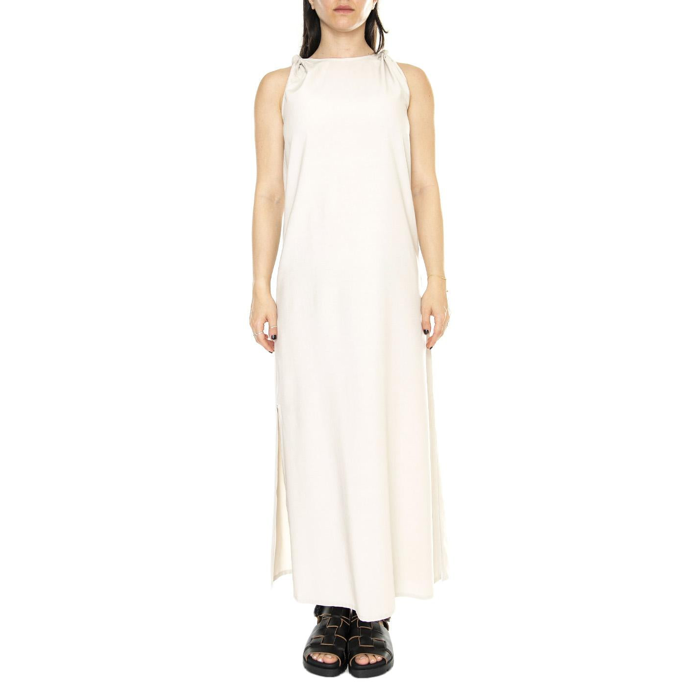 Vestido Largo Satinado Tirantes Blanco - Abito Donna Bianco 41W/11226 . WILD PONY 