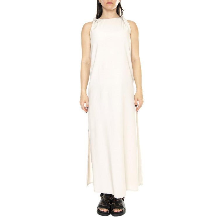 Vestido Largo Satinado Tirantes Blanco - Abito Donna Bianco 41W/11226 . WILD PONY 