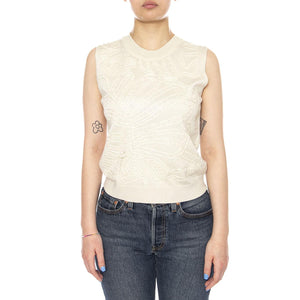 TOP PUNTO BORDADO BLANCO ECRU - Canotta Top Donna Ecru 61W/10700 ECR WILD PONY 