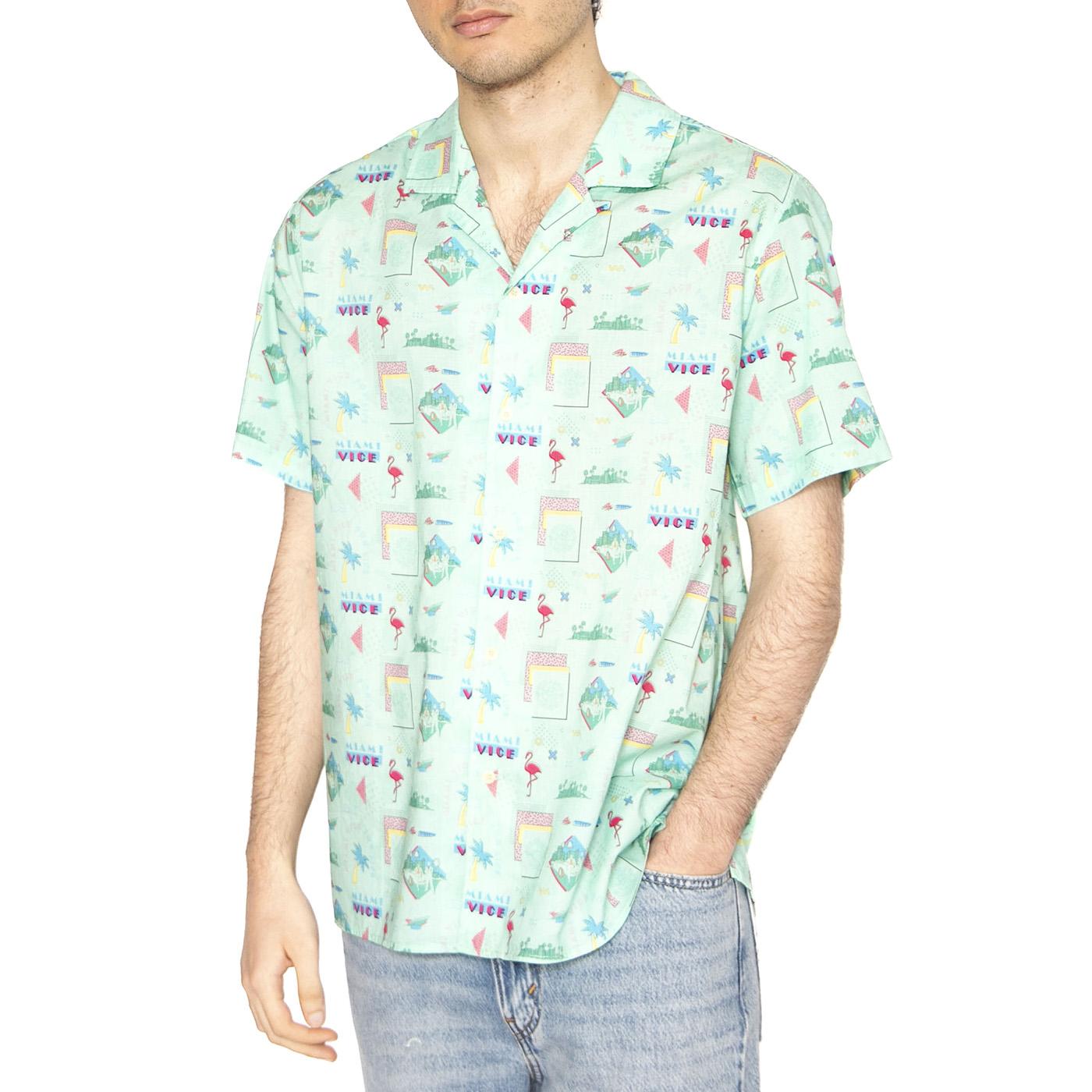 Miami Vice For Life Aloha Shirt - Camicia Maniche Corte Uomo Multicolore 1882-ALOHA  BRAVA FABRICS 