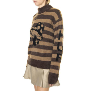 Shroom Jacquard Knit Sweater Brown - Maglione Girocollo Donna Marrone WKN0061-BROWN  HUF 