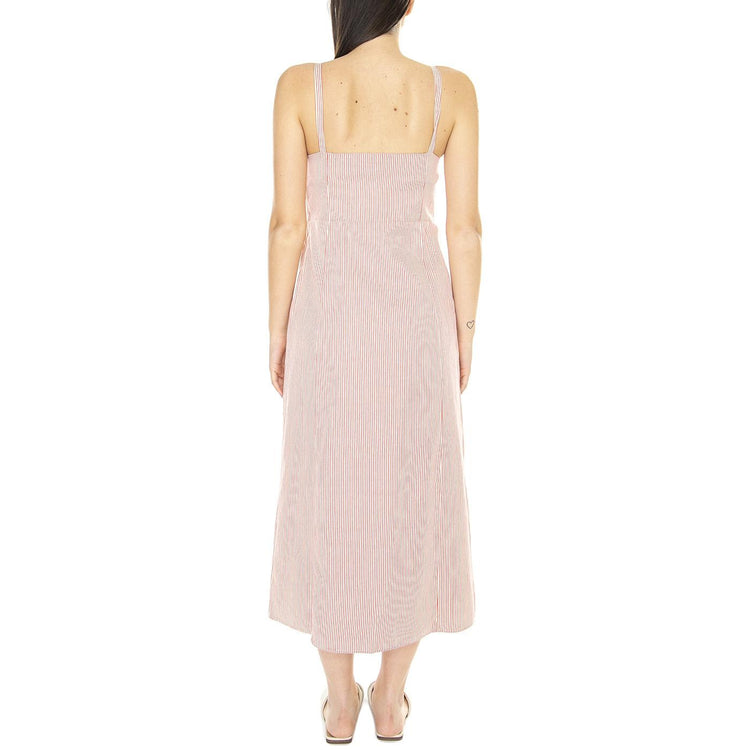Vestido Midi con Tirantes y Estampado de Rayas Rojas - Abito Donna Rosa 31W/11247  WILD PONY 
