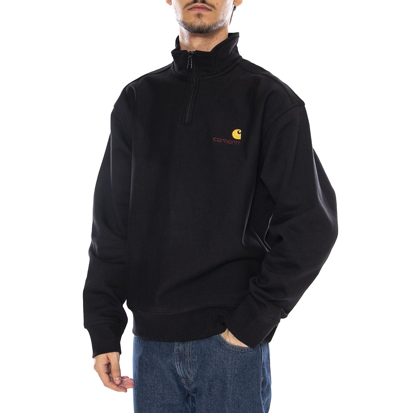 Half Zip American Script Sweat Black - Felpa Collo Alto con Zip Nera I027014.89XX  CARHARTT WIP 