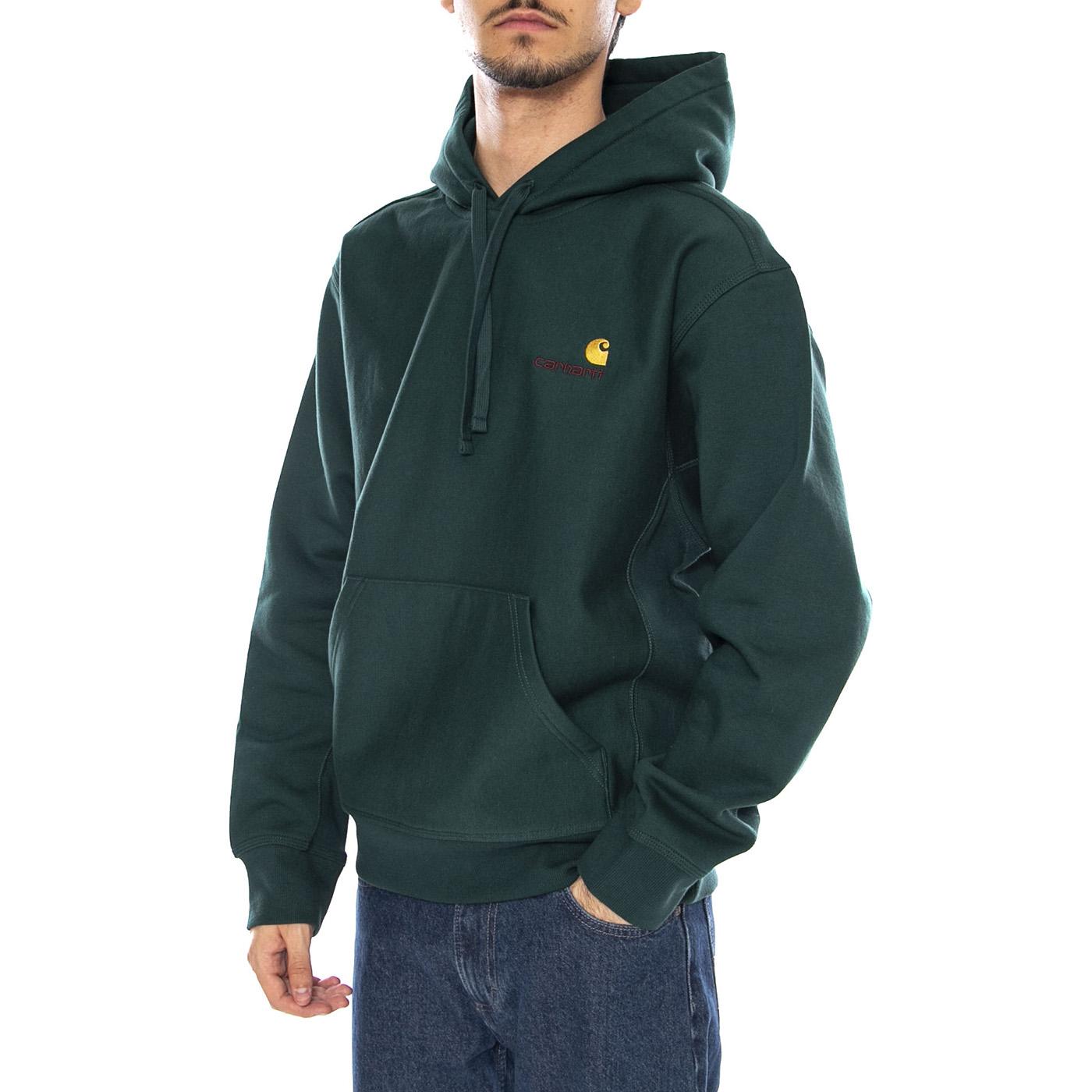 Hooded American Script Sweat Dark Fir - Felpa con Cappuccio Uomo Verde I028279.05AXX  CARHARTT WIP 