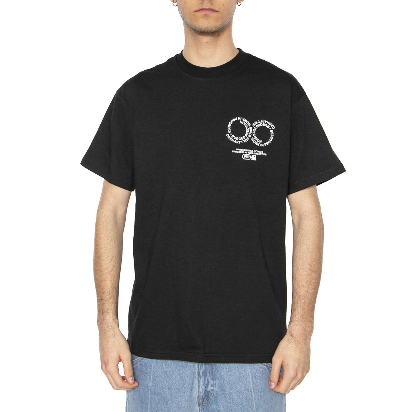 S/S Rotation T-Shirt Black / White - Maglietta Girocollo Uomo Nera I034772.0D2XX  CARHARTT WIP 