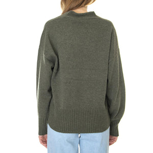 Bellie Dark Olive - Maglione Collo a V Donna Verde 330748  ELVINE 