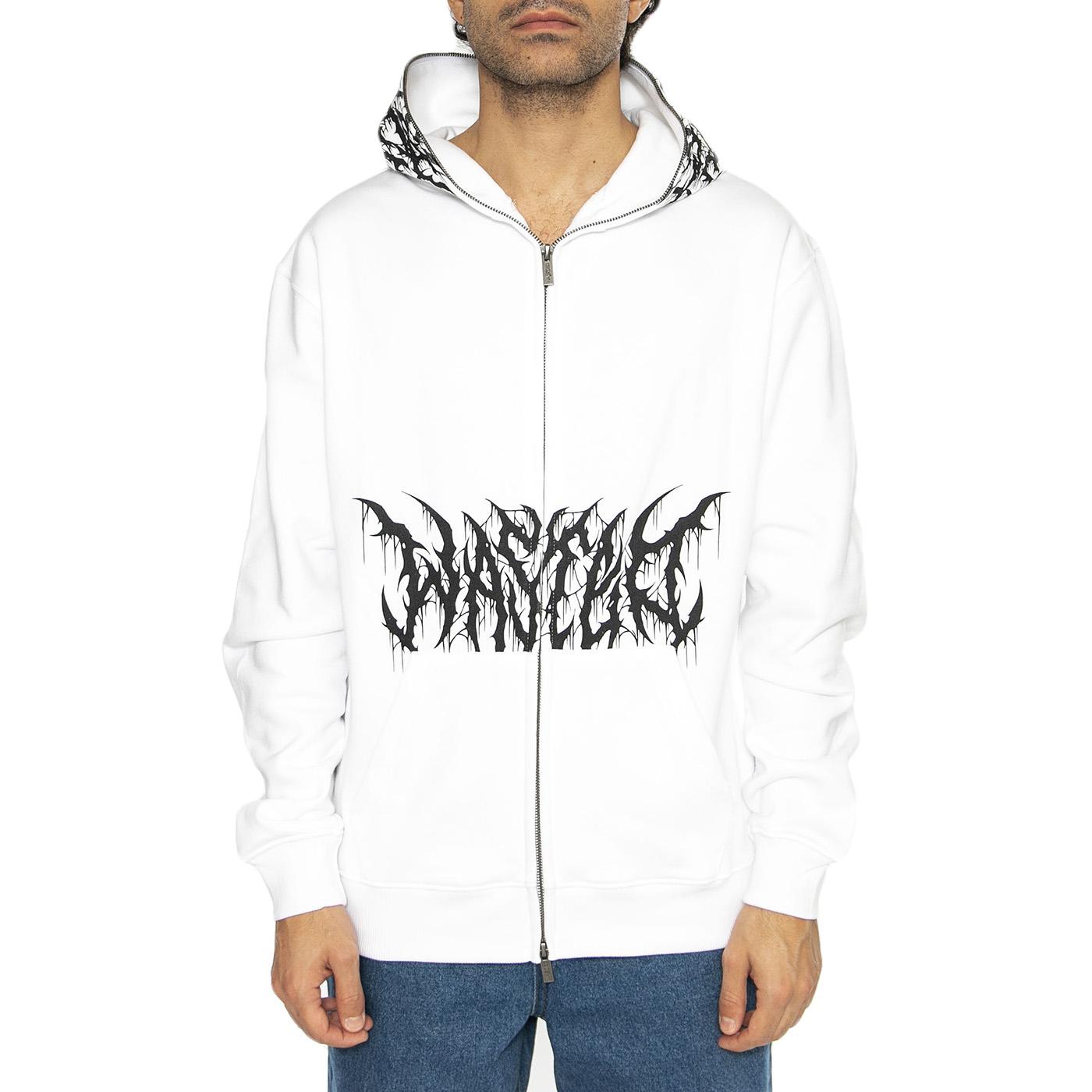 Blitz Full Zip Hoodie White - Felpa con Cappuccio e Zip Uomo Bianca E37WASFSNAWHT  WASTED PARIS 