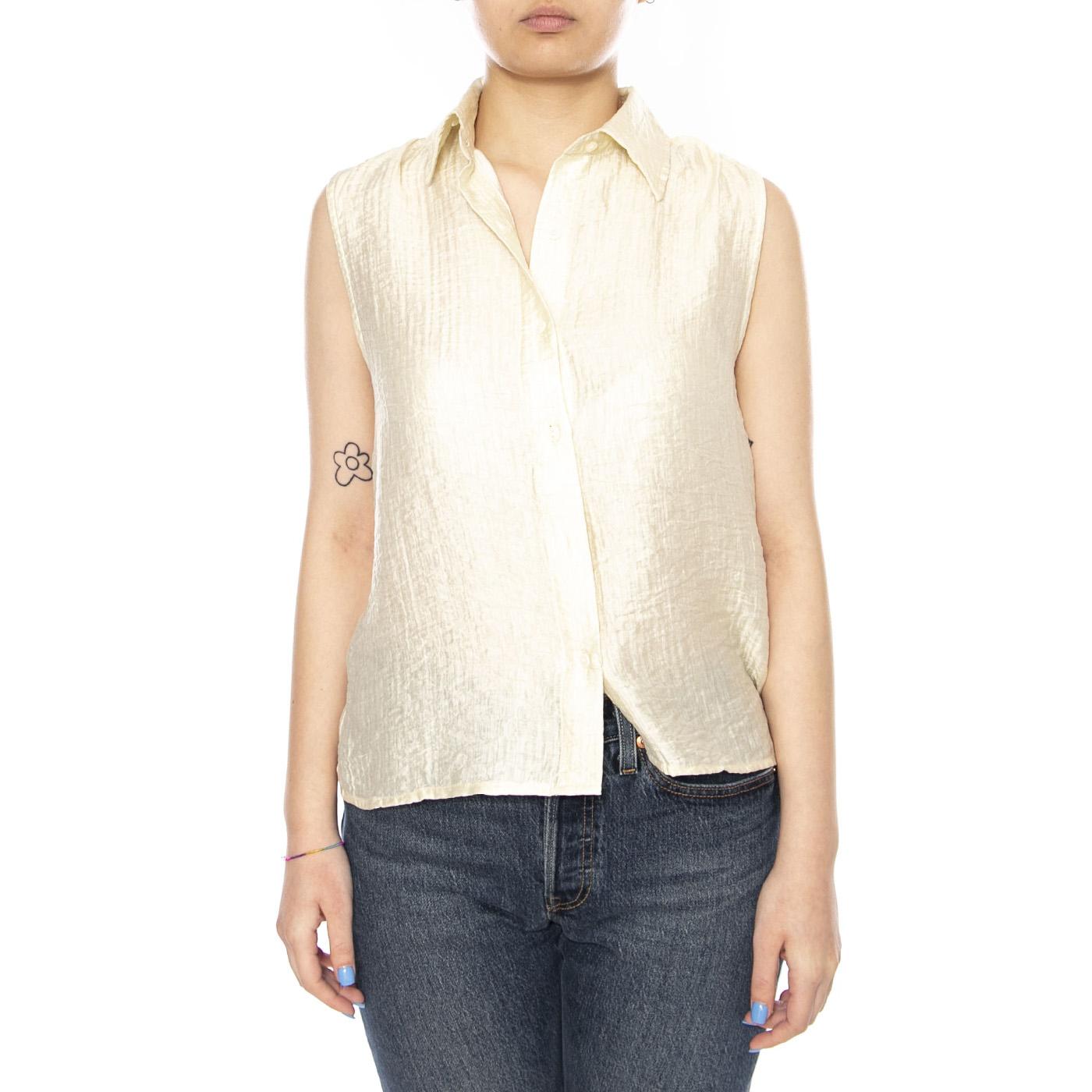 CAMISA TEXTURIZADA BLANCO ROTO ECRU - Top Donna Ecrù 61W/11241 ECR WILD PONY 