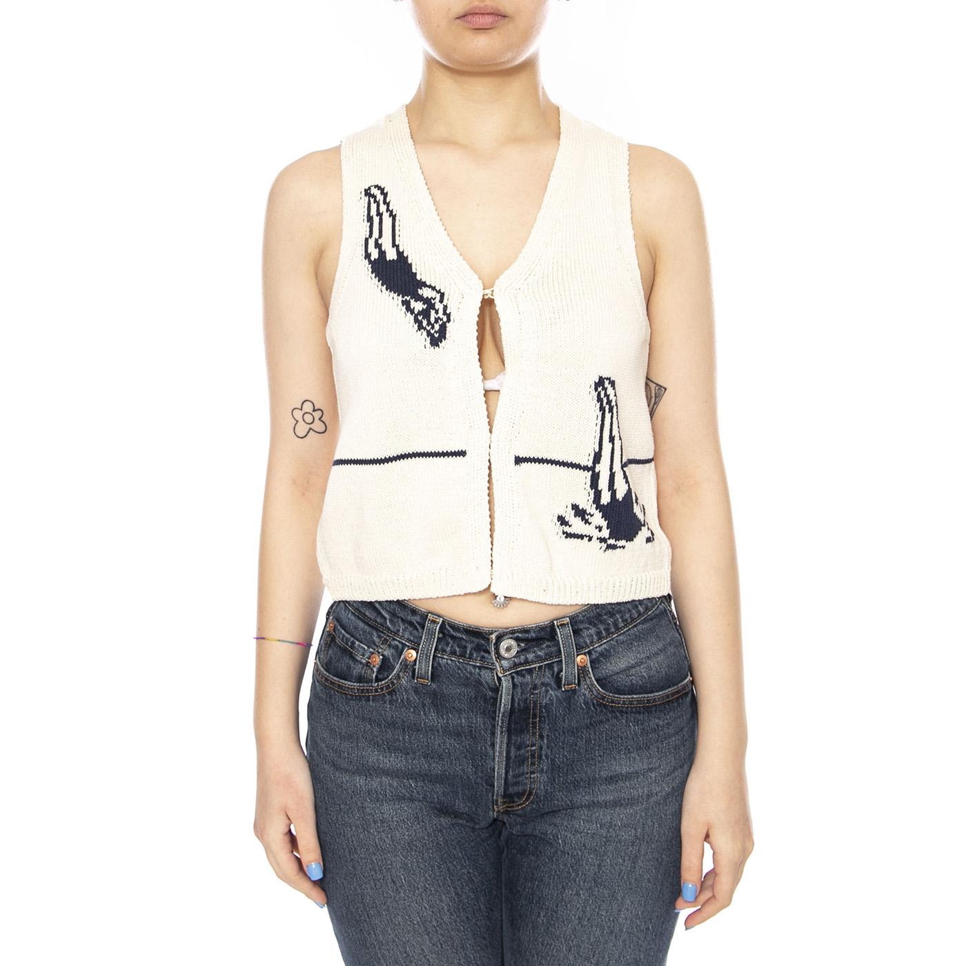 SWIMMERS ECRU ROBBIE KNITTED VEST - Top Donna Ecrù WKN00260 ECR THINKING MU 