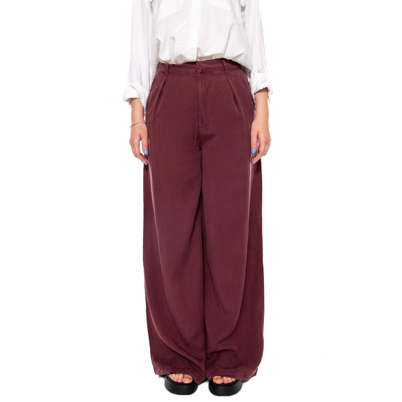 PANTALÓN WIDE LEG MARRÓN - Pantaloni Larghi Donna Marroni 61W/41233 BRW WILD PONY 