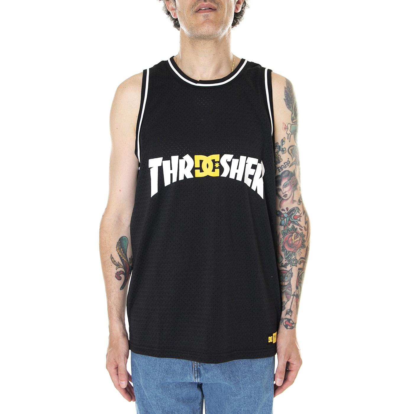 M' DC x Thrasher Jersey Black - Canotta Uomo Nera ADYKT03224-KVJ0  DC 