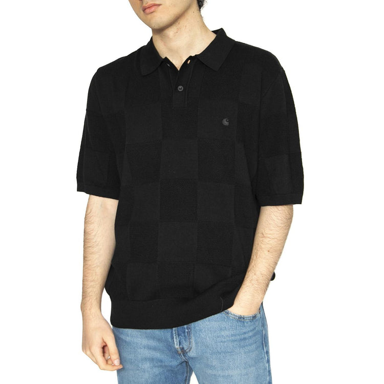 S/S Checker Polo Black - Polo Uomo Nera I034535.89XX  CARHARTT WIP 