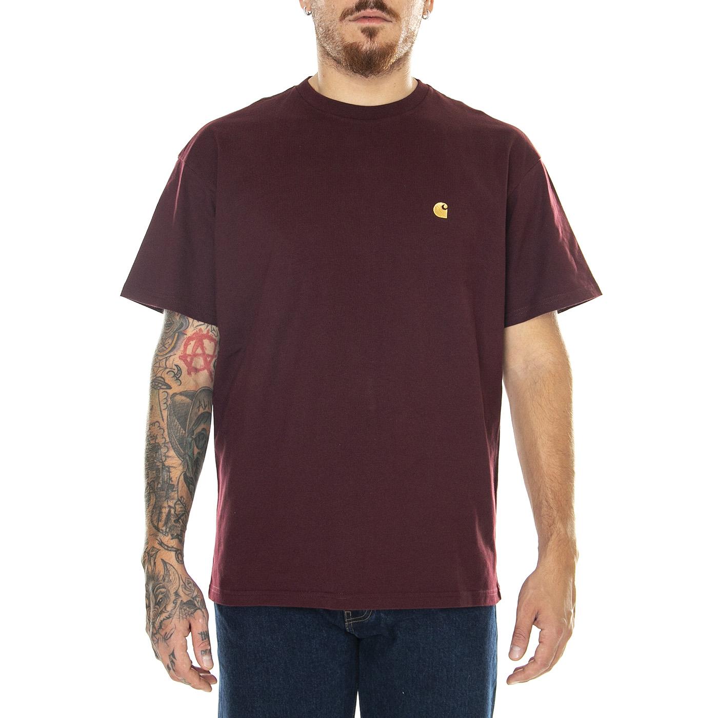 S/S Chase T-Shirt Amarone / Gold - Maglietta Girocollo Uomo Bordeaux I026391.1QYXX  CARHARTT WIP 