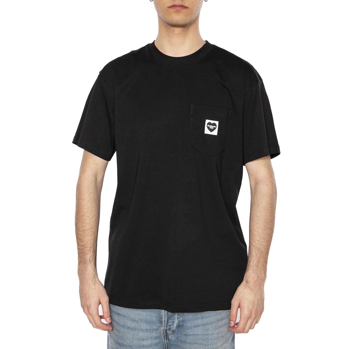 S/S Pocket Heart T-Shirt Black / Black - Maglietta Girocollo Uomo Nera I032128.00EXX  CARHARTT WIP 