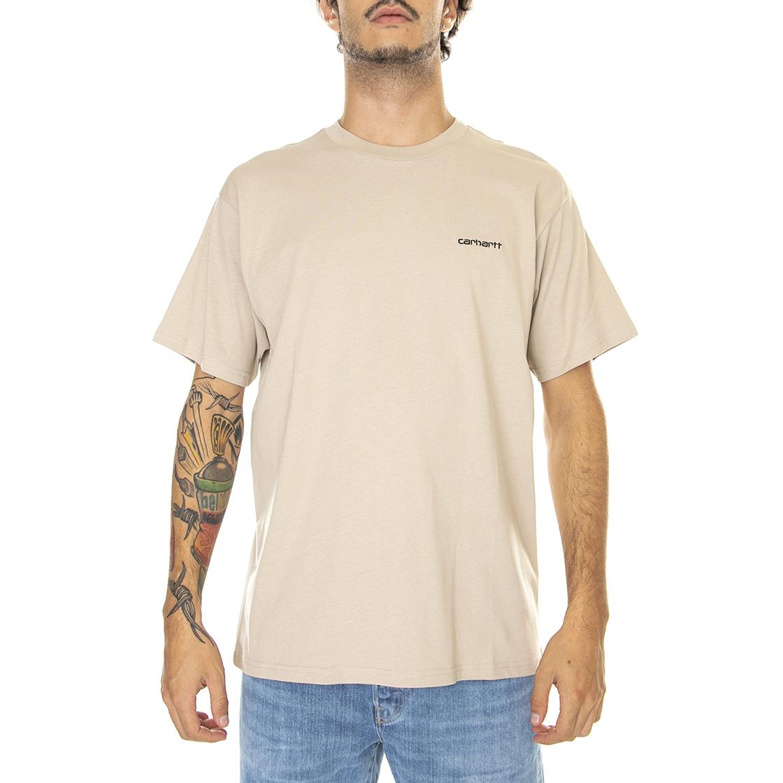 S/S Script Embroidery T-Shirt Wall / Black - Maglietta Girocollo Uomo Beige I030435-AWXX  CARHARTT WIP 