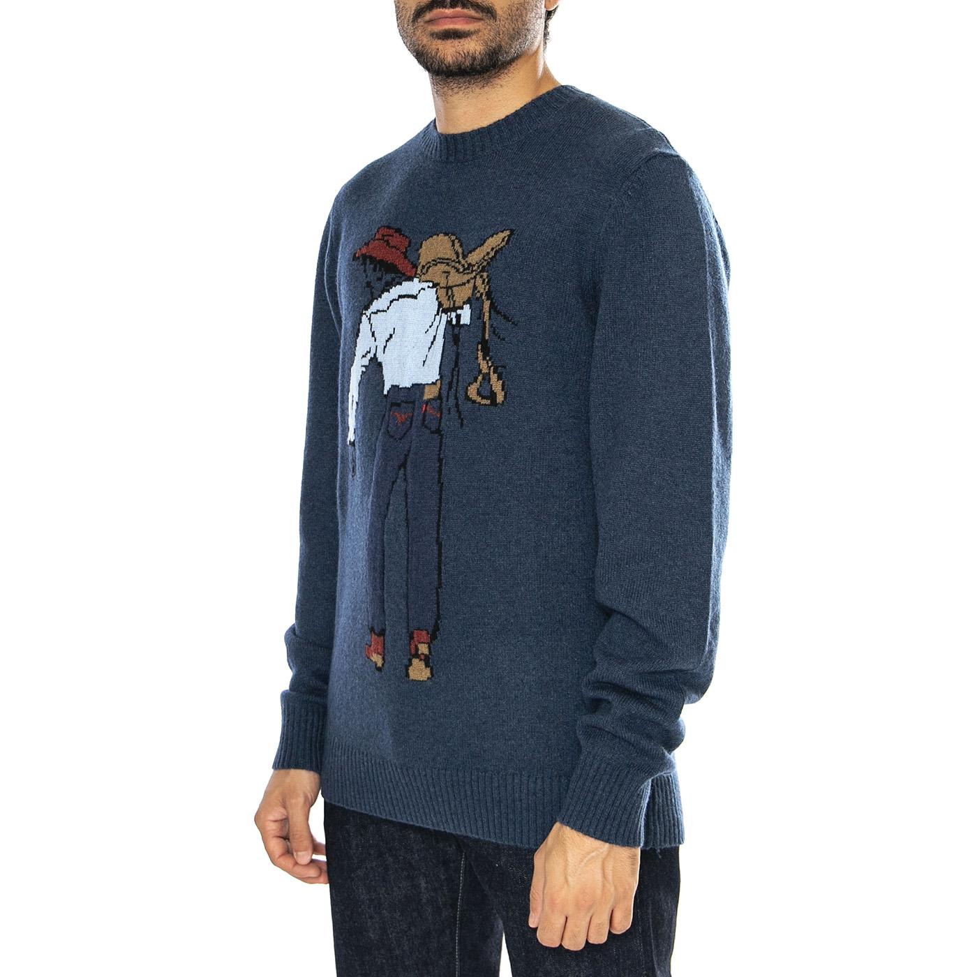 Original HM Sweater Saddleman Intarsia S Multicolor - Maglione Girocollo Uomo Blu A4320-0019  LEVIS 