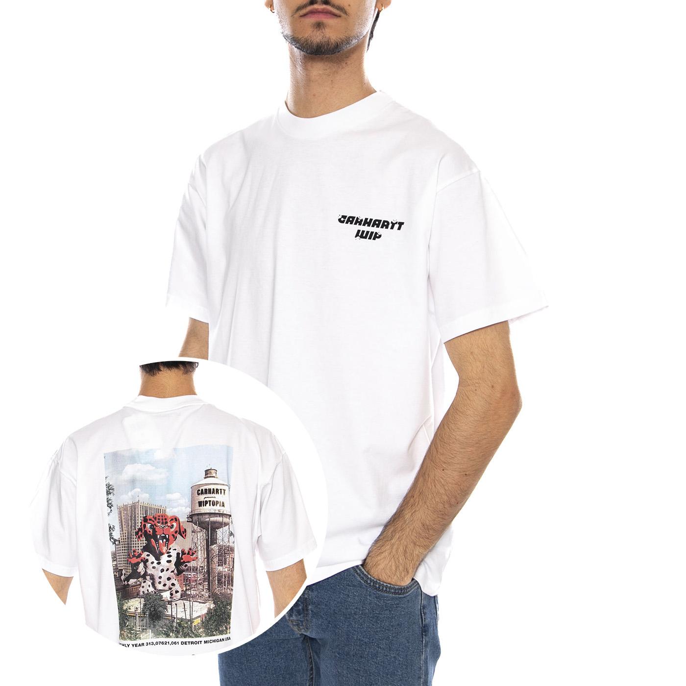 S/S Wiptopia T-Shirt White - Maglietta Girocollo Uomo Bianca I035492.02XX  CARHARTT WIP 