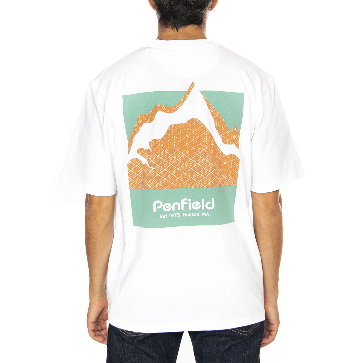Mountain Back Print T-Shirt Bright White - Maglietta Girocollo Uomo Bianca PFD0494-002  PENFIELD 