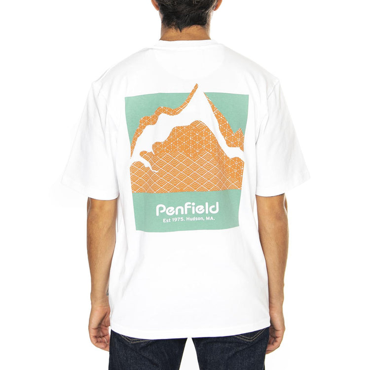 Mountain Back Print T-Shirt Bright White - Maglietta Girocollo Uomo Bianca PFD0494-002  PENFIELD 