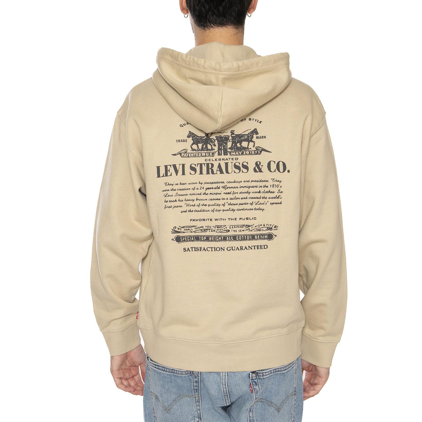 Relaxed Graphic PO Badge Batwing White P Neutral - Felpa con Cappuccio Uomo Beige 38479-0423  LEVIS 