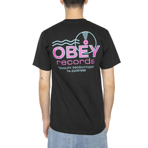 Obey Record Sound Waves Tee Black - Maglietta Girocollo Uomo Nera 165264050-BLK  OBEY 