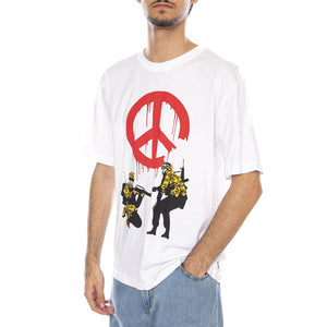 Banksy SS Relax Tee Bright White - Maglietta Girocollo Uomo Bianca con stampa Banksy 22035158-4825923  ONLY & SONS 