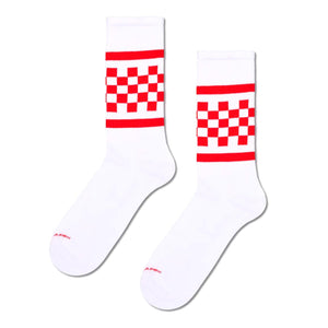 Checked Stripe Sneaker Sock White - Calzini Bianchi P004733 WHT HAPPY SOCKS 